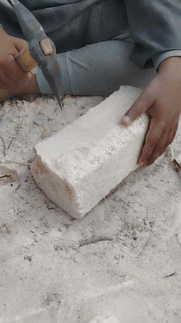 Raw calcite alabaster blocks transported from historical quarries in Luxor